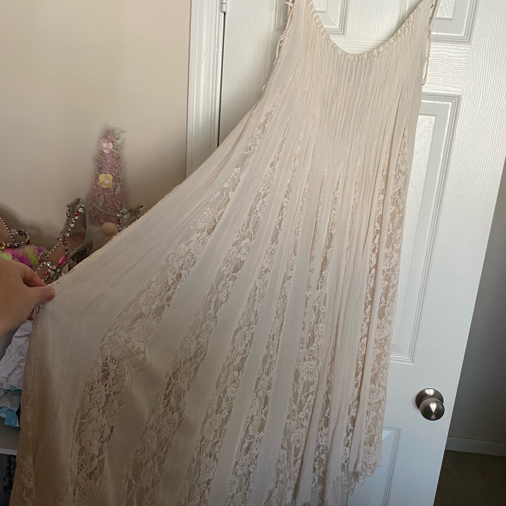 FREE PEOPLE LACE UP SIDE LACE INSERT DRESS